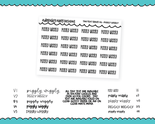 Foiled Tiny Text Series - Piggly Wiggly Checklist Size Planner Stickers for any Planner or Insert