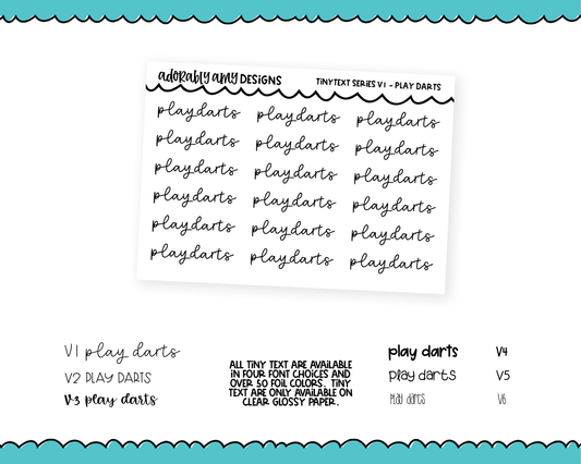 Foiled Tiny Text Series - Play Darts Checklist Size Planner Stickers for any Planner or Insert
