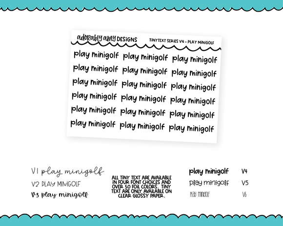 Foiled Tiny Text Series - Play Minigolf Checklist Size Planner Stickers for any Planner or Insert