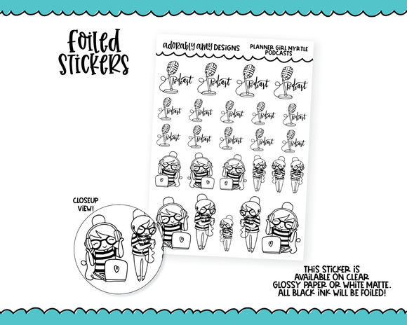 Foiled Doodled Planner Girls Myrtle Podcasts Decorative Planner Stickers for any Planner or Insert
