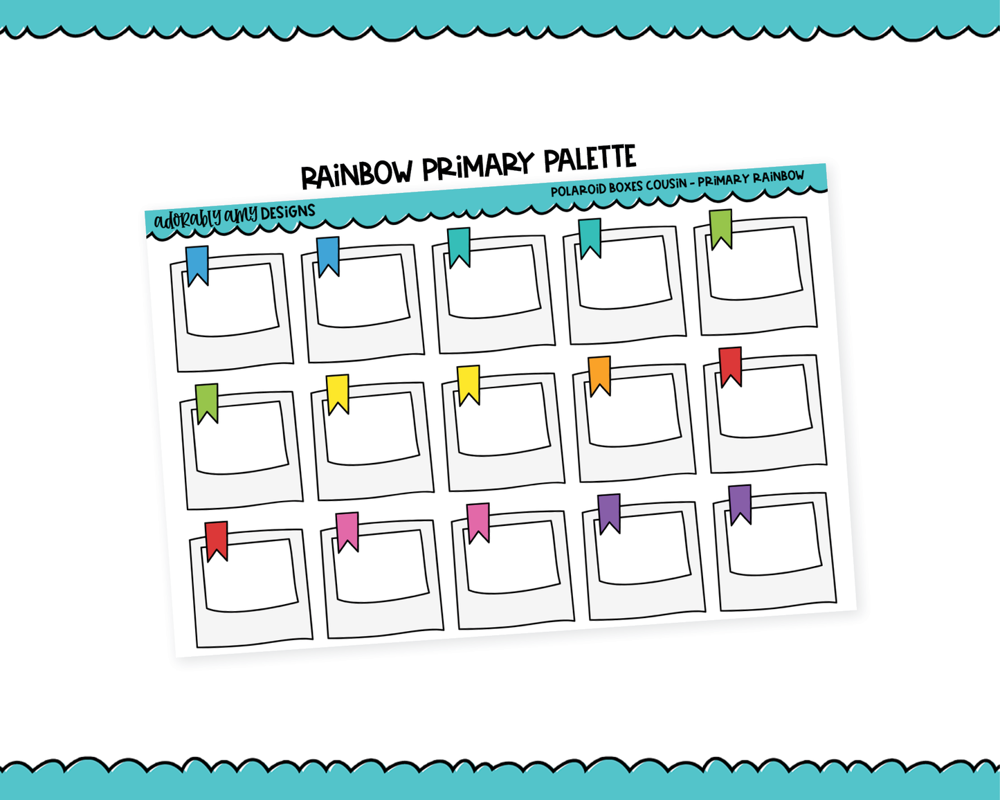 Hobo Cousin Rainbow Polaroid Boxes Planner Stickers for Hobo Cousin or any Planner or Insert