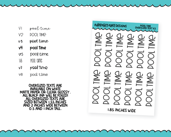 Oversized Text - Pool Time Large Text Planner Stickers