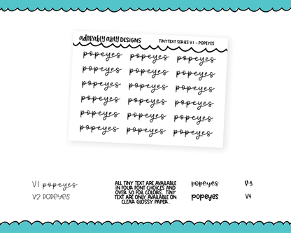 Foiled Tiny Text Series - Popeye's Checklist Size Planner Stickers for any Planner or Insert