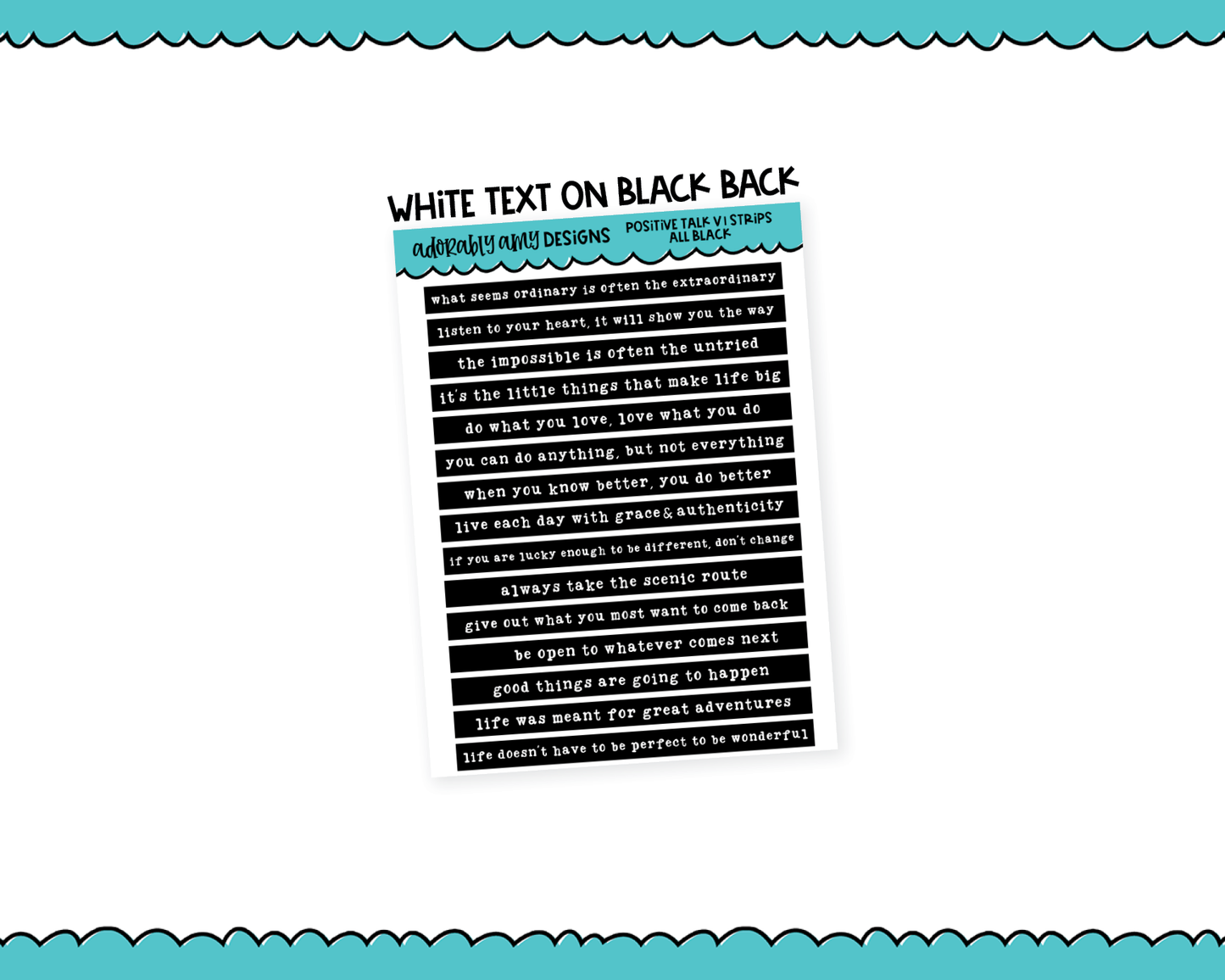 Rainbow, Black or White Quote Strips - Positive Talk V1