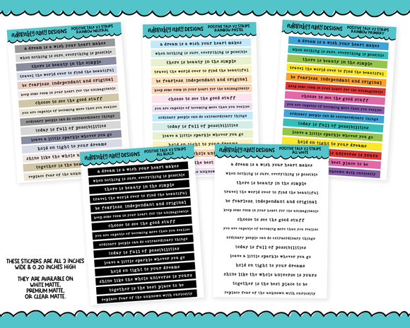 Rainbow, Black or White Quote Strips - Positive Talk V2