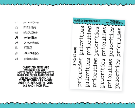 Oversized Text - Priorities Large Text Planner Stickers