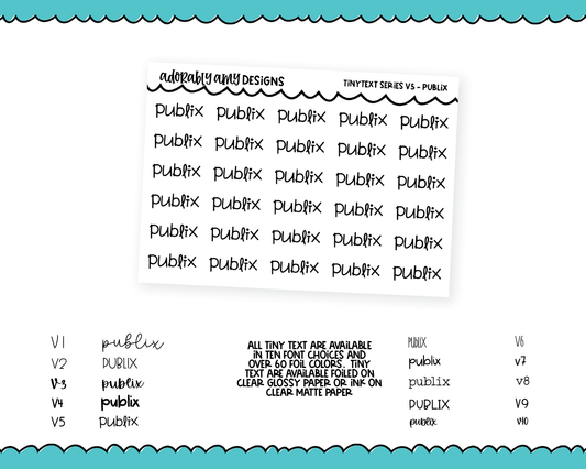 Foiled Tiny Text Series - Publix Checklist Size Planner Stickers for any Planner or Insert