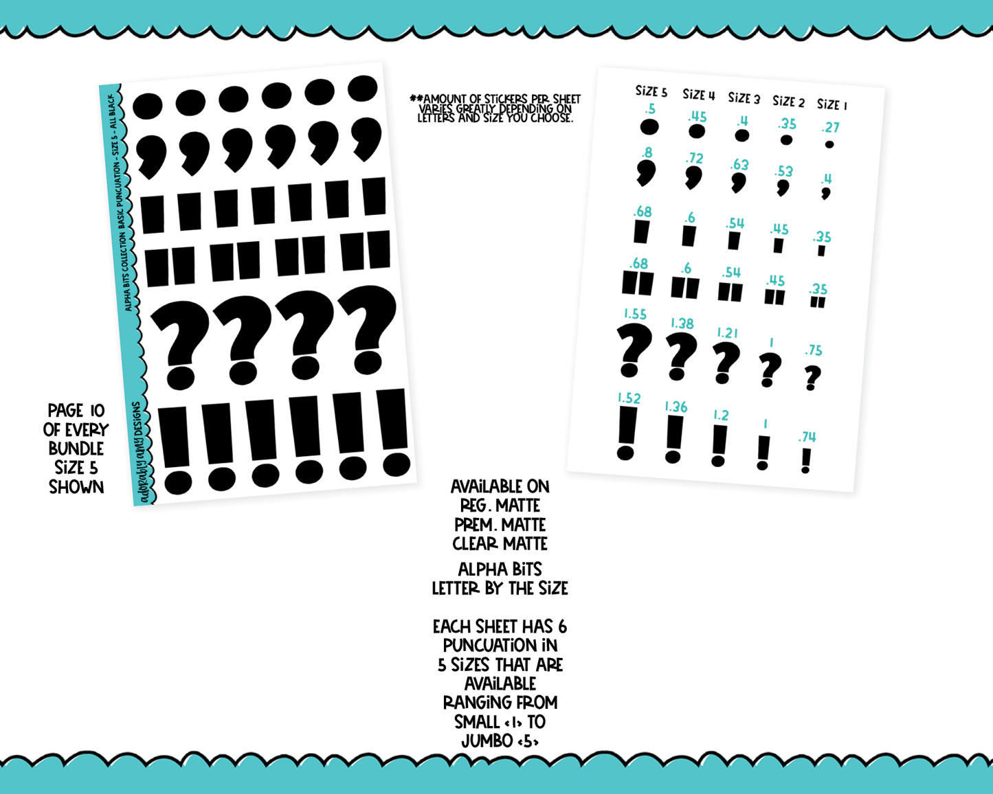 Alpha Bits V1 Letter Stickers Grouped By Size Typography Planner Stickers for any Planner or Insert