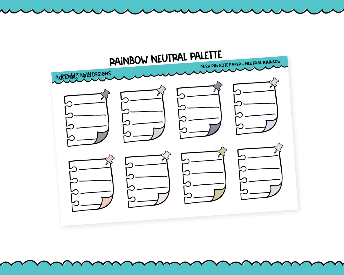 Rainbow Push Pin Note Paper Boxes Stickers for any Planner or Insert