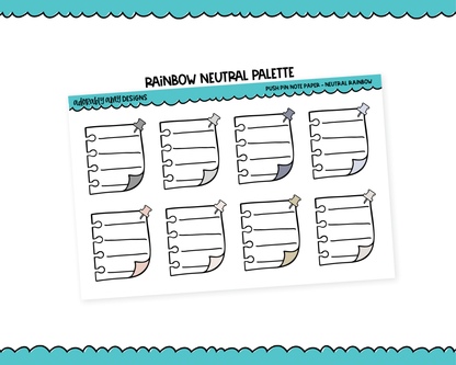 Rainbow Push Pin Note Paper Boxes Stickers for any Planner or Insert