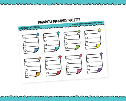 Rainbow Push Pin Note Paper Boxes Stickers for any Planner or Insert