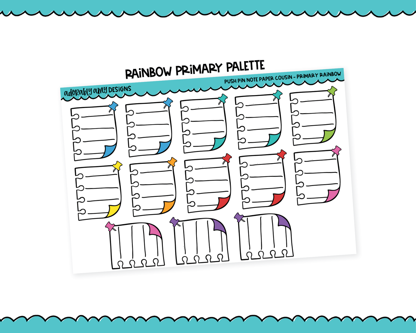 Hobo Cousin Rainbow Push Pin Note Planner Boxes Planner Stickers for Hobo Cousin or any Planner or Insert