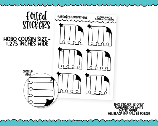 Foiled Hobo Cousin Push Pin Note Paper Boxes Planner Stickers for Hobo Cousin or any Planner or Insert