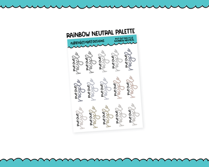 Rainbow or Black Put Out Recycle Reminder Planner Stickers for any Planner or Insert