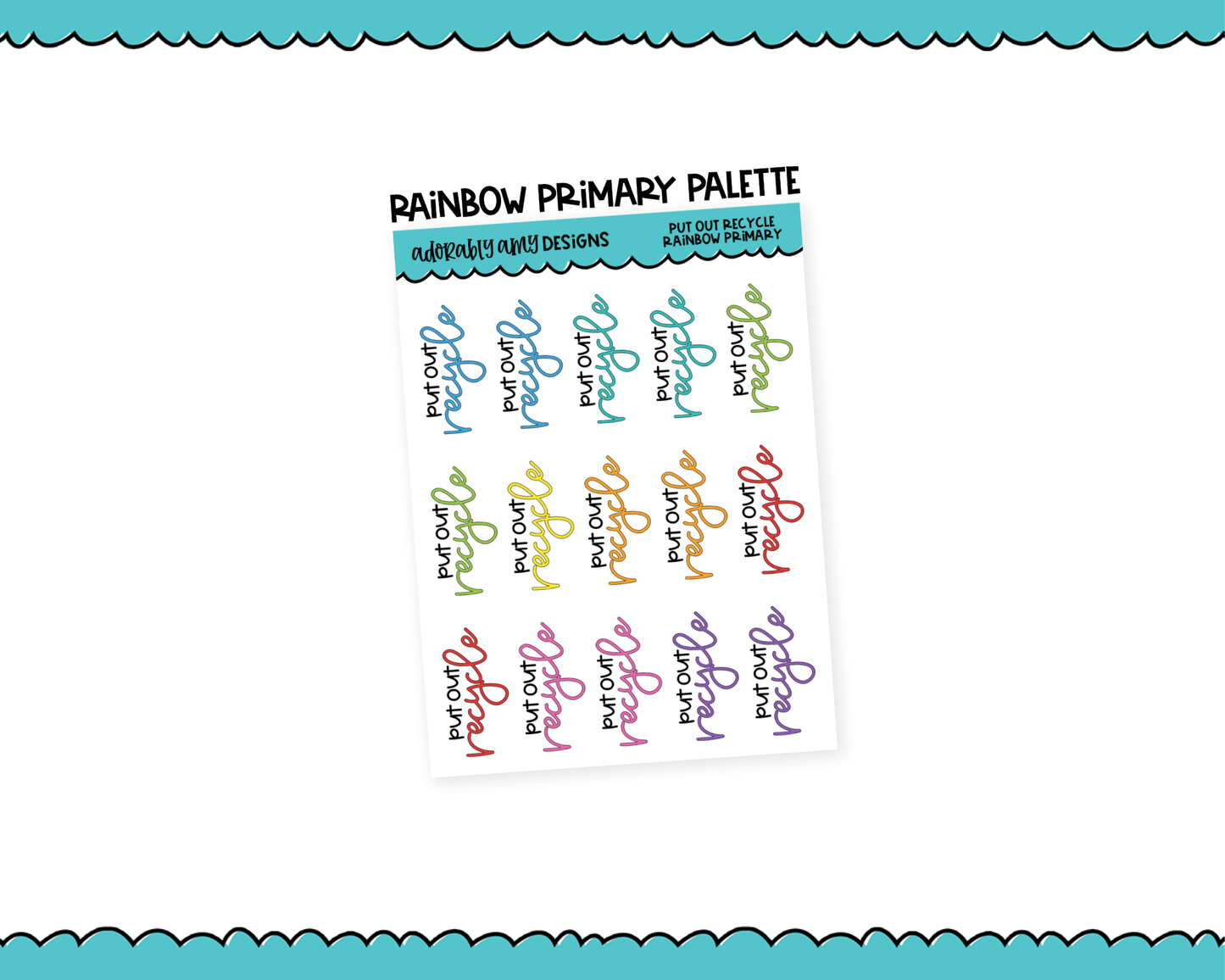 Rainbow or Black Put Out Recycle Reminder Planner Stickers for any Planner or Insert