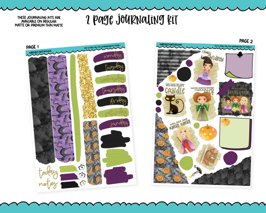 Journaling Kit Put a Spell on You Hocus Pocus Planner Sticker Kit in White OR Black for Blackout Planners