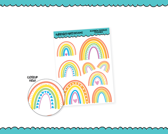 Rainbow Doodles Decorative Planner Stickers for any Planner or Insert