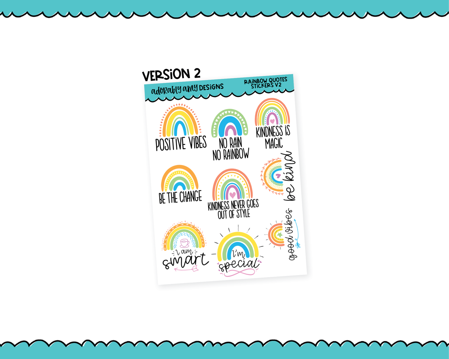 Rainbow Motivational Two Versions Quote Sampler Planner Stickers for any Planner or Insert