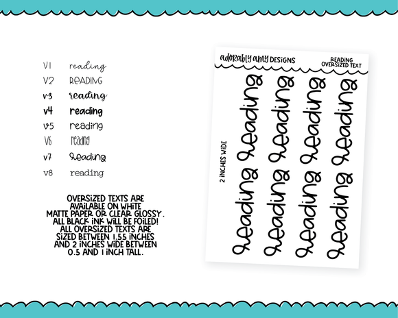 Foiled Oversized Text - Reading Large Text Planner Stickers
