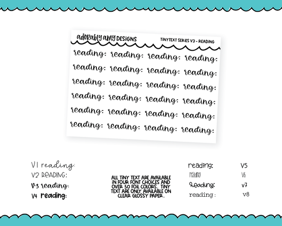 Foiled Tiny Text Series - Reading Checklist Size Planner Stickers for any Planner or Insert