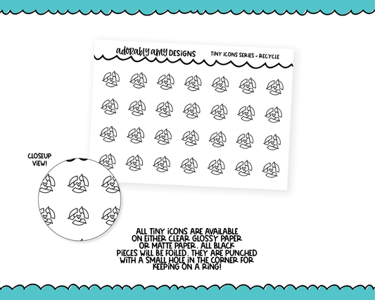 Foiled Tiny Icon Series - Recycle Icons Tiny Size Planner Stickers for any Planner or Insert