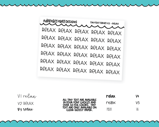 Foiled Tiny Text Series - Relax Checklist Size Planner Stickers for any Planner or Insert