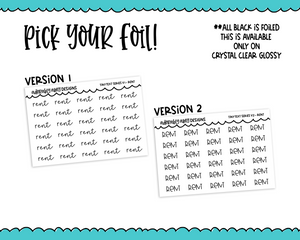 Foiled Tiny Text Series -   Rent Checklist Size Planner Stickers for any Planner or Insert