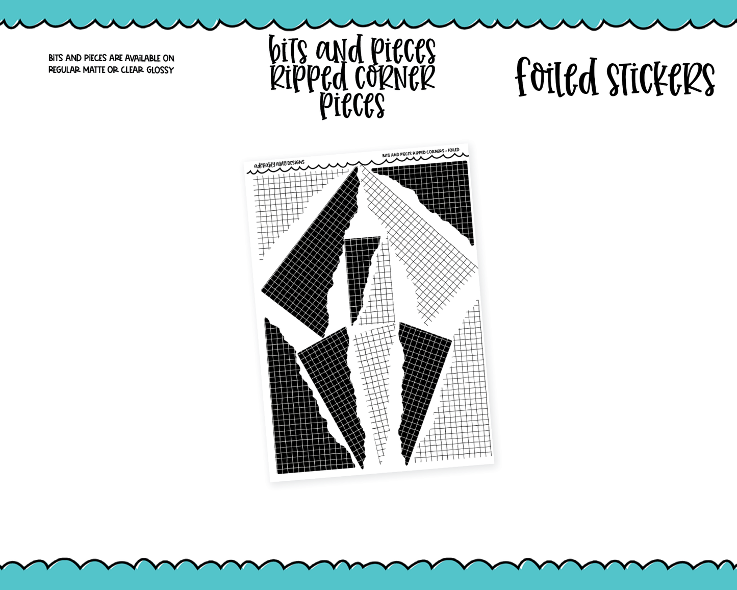 Foiled Bits and Pieces Ripped Paper Corners Planner Stickers for any Planner or Insert