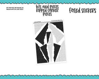 Foiled Bits and Pieces Ripped Paper Corners Planner Stickers for any Planner or Insert