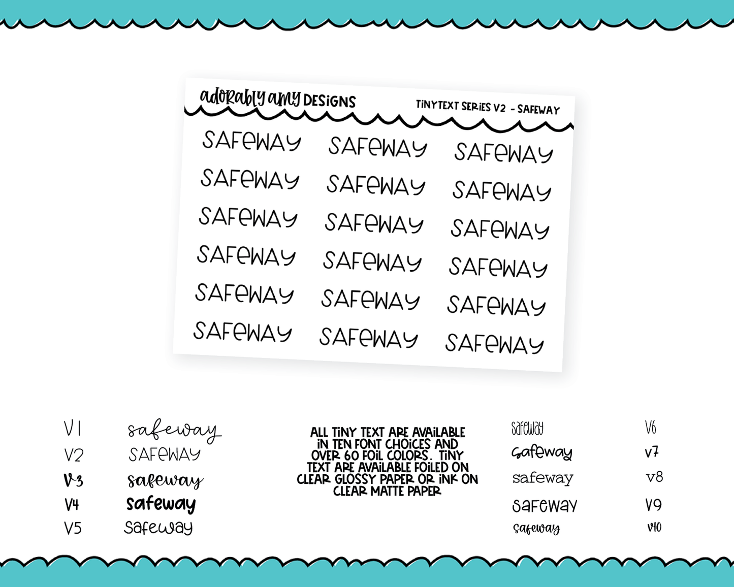 Foiled Tiny Text Series - Safeway Checklist Size Planner Stickers for any Planner or Insert