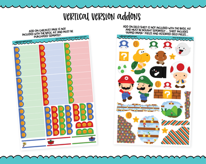Vertical Save the Princess Video Game Themed Planner Sticker Kit for Vertical Standard Size Planners or Inserts