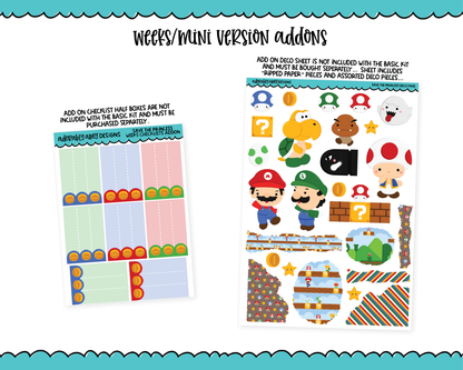Mini B6/Weeks Save the Princess Video Game Themed Weekly Planner Sticker Kit sized for PP Weeks or PP B6 Weeks Planner or ANY Vertical Insert
