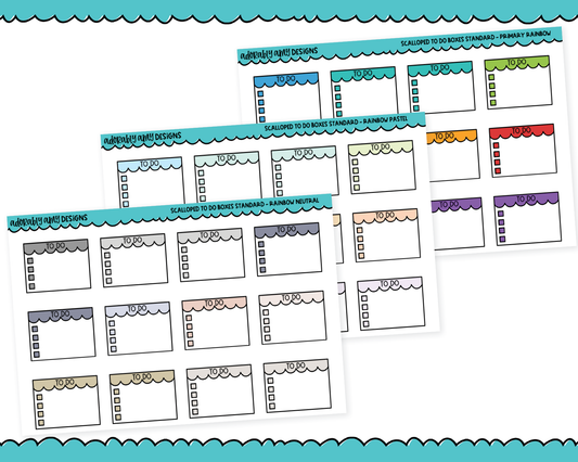 Rainbow Scallop To Do Boxes Standard Stickers for any Planner or Insert