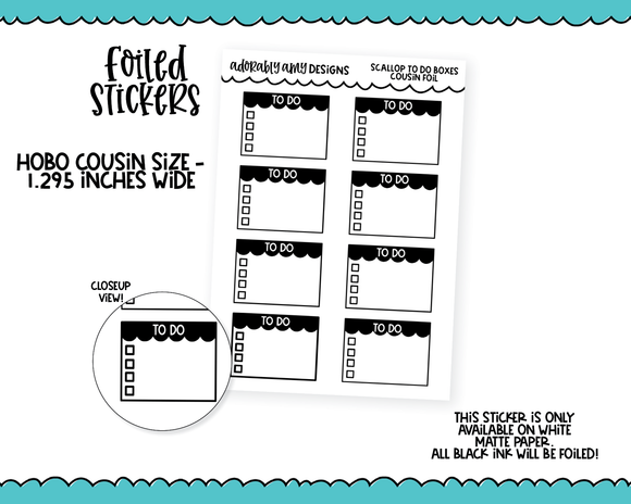 Foiled Hobo Cousin Scallop To Do Half Boxes Planner Stickers for Hobo Cousin or any Planner or Insert