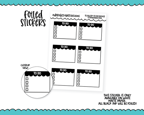 Foiled Scallop To Do Boxes Standard Size Functional Decorative Planner Stickers for any Planner or Insert