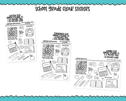 Foiled School Grade Doodle Stickers Pre-K to Senior Planner Stickers for any Planner or Insert