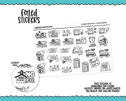 Foiled Doodled Planner Girls School Sampler Planner Stickers for any Planner or Insert