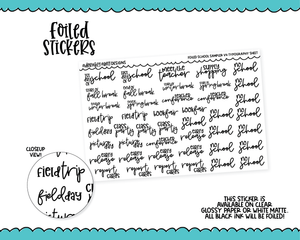 Foiled School Sampler V4 Typography Planner Stickers for any Planner or Insert