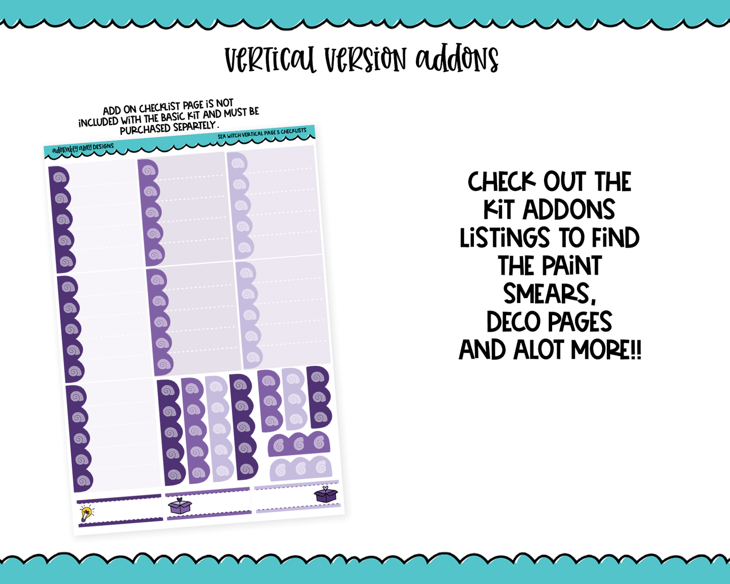 Vertical Sea Witch Ursula Little Mermaid Themed Planner Sticker Kit for Vertical Standard Size Planners or Inserts