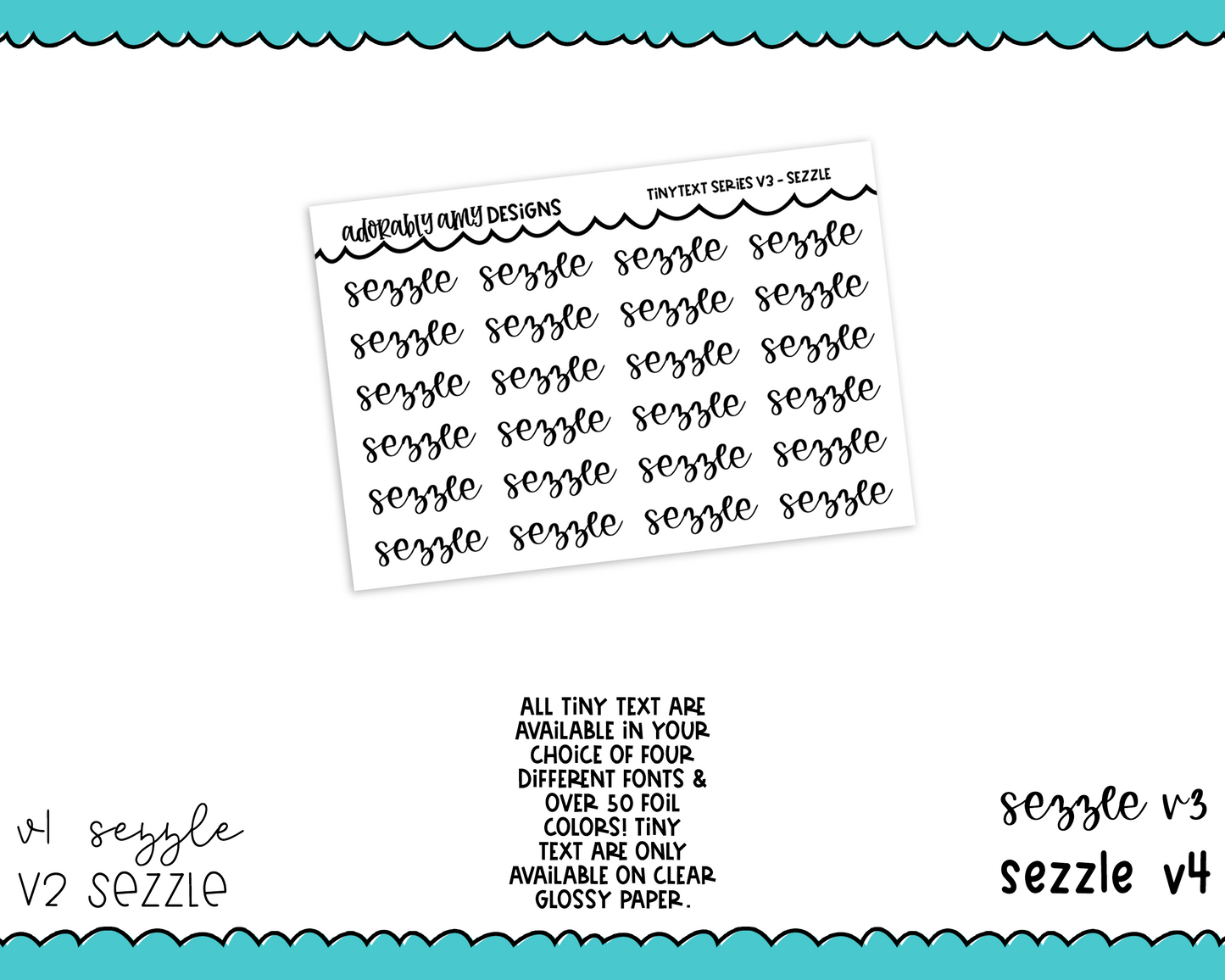 Foiled Tiny Text Series - Sezzle Checklist Size Planner Stickers for any Planner or Insert