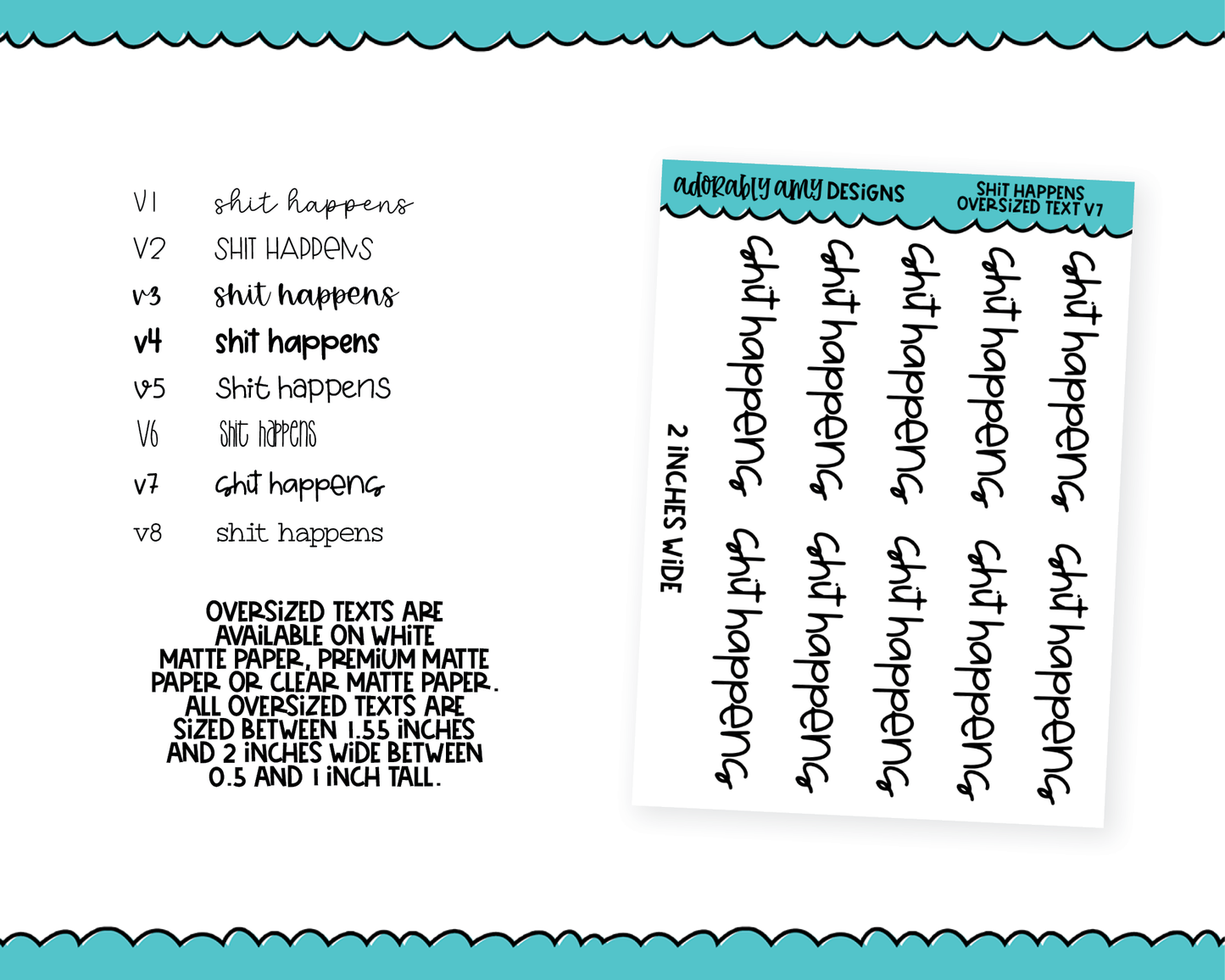 Oversized Text - Sh!t Happens Large Text Planner Stickers
