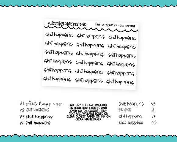 Foiled Tiny Text Series - Sh!t Happens Checklist Size Planner Stickers for any Planner or Insert