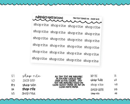 Foiled Tiny Text Series - Shop Rite Checklist Size Planner Stickers for any Planner or Insert