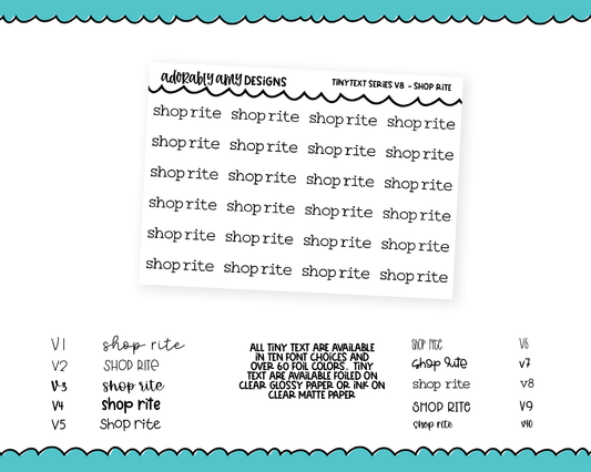 Foiled Tiny Text Series - Shop Rite Checklist Size Planner Stickers for any Planner or Insert