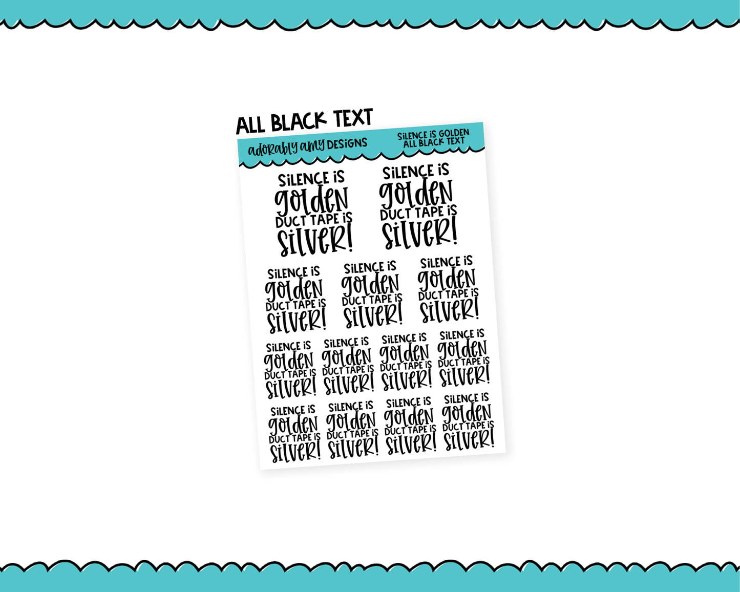 Rainbow or Black Silence is Golden Snarky Typography Planner Stickers for any Planner or Insert