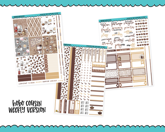 Hobonichi Cousin Weekly Size Matters Coffee Themed Planner Sticker Kit for Hobo Cousin or Similar Planners