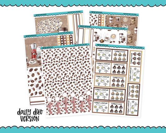 Daily Duo Size Matters Coffee Themed Weekly Planner Sticker Kit for Daily Duo Planner