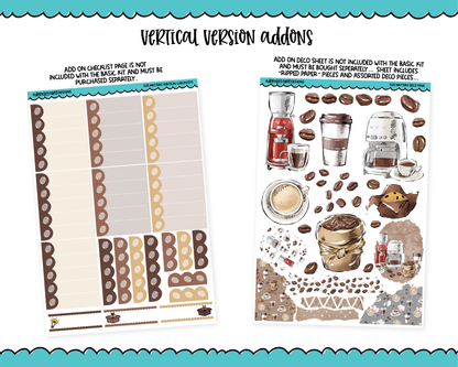 Vertical Size Matters Coffee Themed Planner Sticker Kit for Vertical Standard Size Planners or Inserts