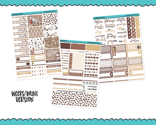 Mini B6/Weeks Size Matters Coffee Themed Weekly Planner Sticker Kit sized for ANY Vertical Insert