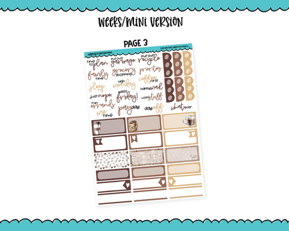 Mini B6/Weeks Size Matters Coffee Themed Weekly Planner Sticker Kit sized for ANY Vertical Insert